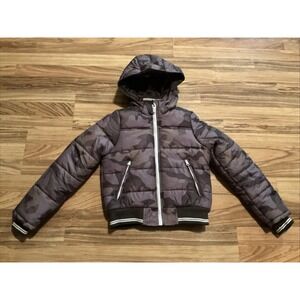 Osh Kosh Brown Camouflage Print Full Zip Puffer Coat Boys Size 8